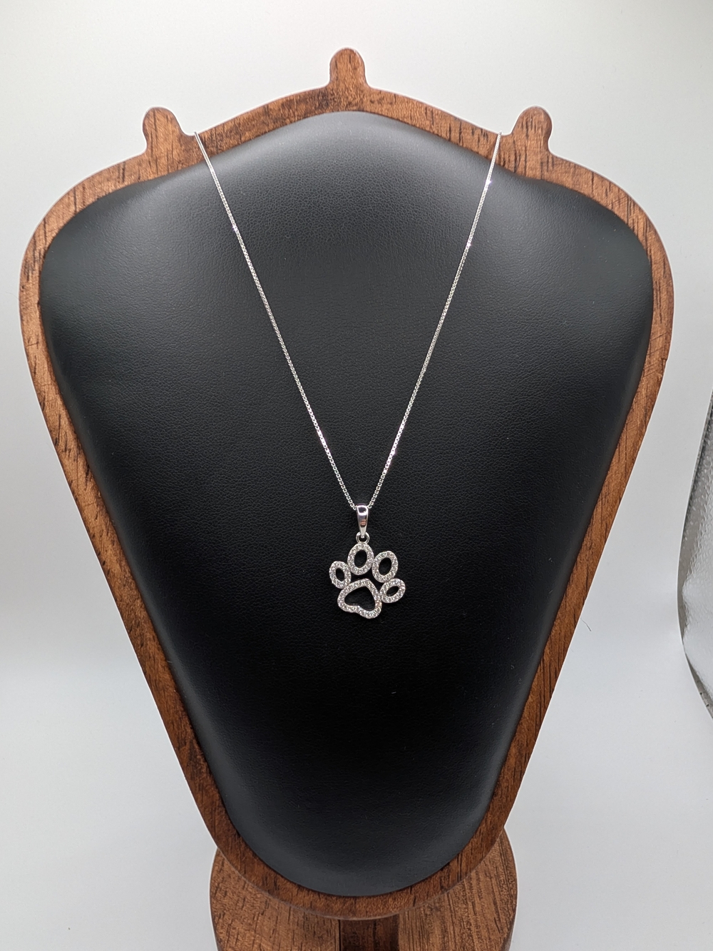 S925 Sterling Silver Moissanite Dog Paw Print Pendant Necklace 0.32 CTW